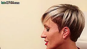 CFNM inked toilet domina in high heels jerks BFs cock