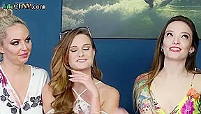 CFNM IR babes jerk stiff black cock in group femdom HJ