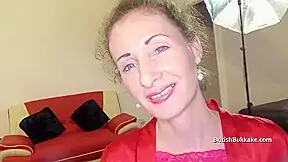 Nervous Mid 40s first Bukkake with Younger Black Lady