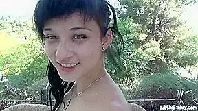Petite masturbating teen gets fingered