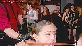 BDSM trapped sluts whipped hardcore in group public fuck