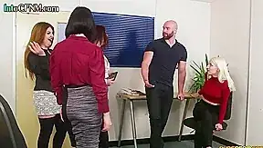 CFNM British office ladies give group BJ and HJ to colleague
