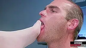 Femdom BDSM MILF seduces trapped guy in medical room