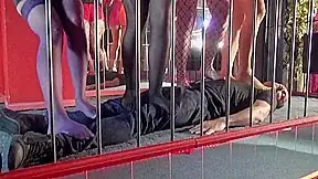 Trampling jumping show in fetish club by Femdom Austria