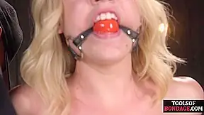 Trapped BDSM babe dominated hardcore while whipping