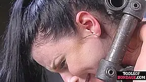 Trapped slut in bondages dominated by perverted partner