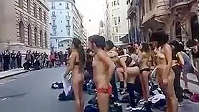 Nude women protest in Argentina -colour version
