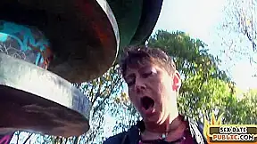 Public slut drilled by big white cock in wet pussy hole