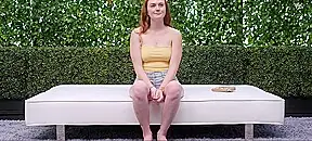 Shy redhead loves having sex on camera during casting