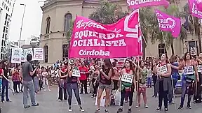 Topless Argentinian protesters with big boobs