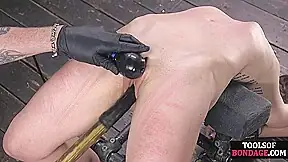 BDSM ballgagged whipped and pussytoyed till climax limit