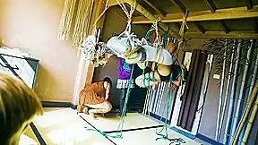 Bondage Sesion With Two Girls And Two Rigger – Tattoo Dreadlocks Shibari