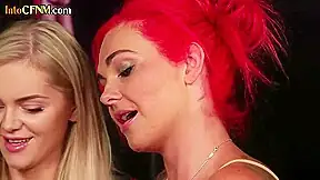 British CFNM femdoms give group handjob to lucky man