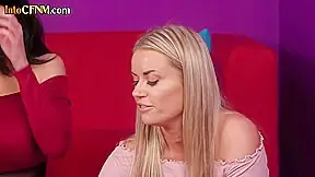 British CFNM femdoms jerks cock in group HJ till cumshot