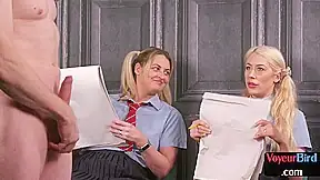 CFNM college drawing wanker during his action