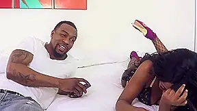 Horny Ebony Babe Gets Two Cocks Just For Her
