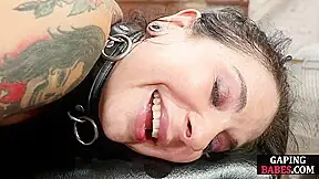Tattooed anal dyke rimmed and fucked in gaping asshole
