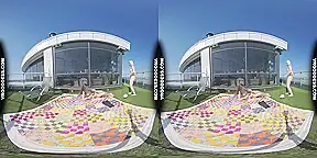 2 Hot Girls Rebeka Ruby And Ingrida Masturbating In The Sun With Glass Dildos Bubbles And Sunbathing