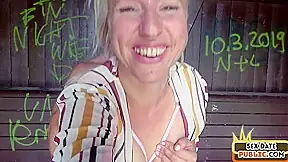 Public amateur MILF fucked outdoor after casting by sex date