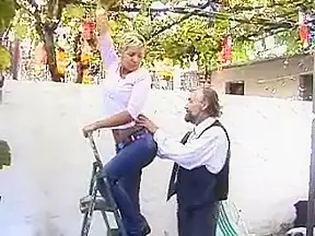 Blonde latina vs oldman